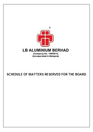 Schedule of Matters Reserved for the Board